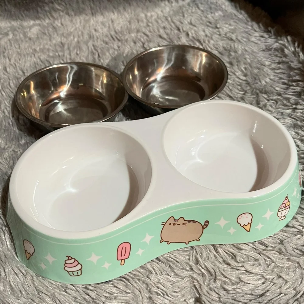 Pusheen Teal Ice Cream Double Diner Bowl Food Tray